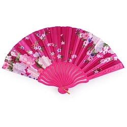 Evantai din material textil flori - Roz (1 Bucată)