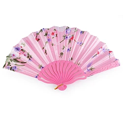 Evantai din material textil flori - Roz deschis (1 Bucată)