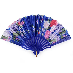 Evantai din material textil flori - Albastru cobalt (1 Bucată)