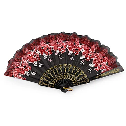 Evantai din material textil fluturi cu sclipici - Roșu (1 Bucată)