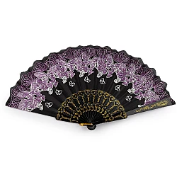 Evantai din material textil fluturi cu sclipici - Violet (1 Bucată)