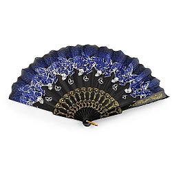 Evantai din material textil fluturi cu sclipici - Albastru delta (1 Bucată)
