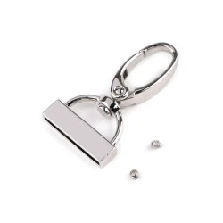 Carabină metalică pivotantă cu capăt pentru curea lățime de 25 mm - Nichel (10 Bucăți)