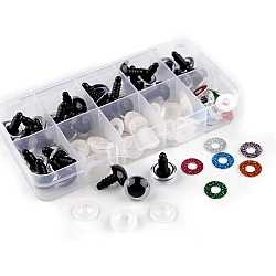 Set de ochi pentru figurine cu sclipici ø14; 16 mm - Negru (1 Set)