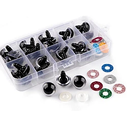 Set de ochi pentru figurine cu sclipici ø14; 16 mm - Negru (1 Set)