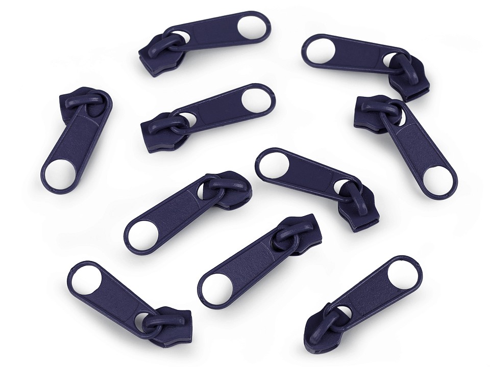 Cursor fermoar spiralat, 5 mm (pachet 10 buc.) - Bleumarin