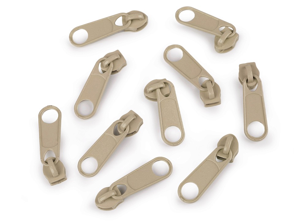 Cursor fermoar spiralat, 5 mm (pachet 10 buc.) - Prairie Sand