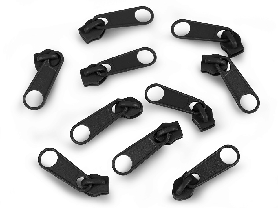 Cursor fermoar spiralat, 5 mm (pachet 10 buc.) - negru
