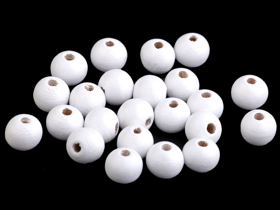 Mărgele din lemn, Ø10 mm (pachet 20 g) - alb Mărgele din lemn, Ø10 mm (pachet 20 g) - alb