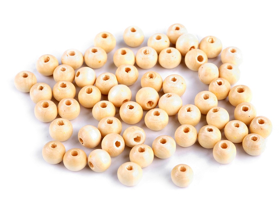 Mărgele din lemn, Ø8 mm (pachet 20 g) - natural deschis Mărgele din lemn, Ø8 mm (pachet 20 g) - natural deschis