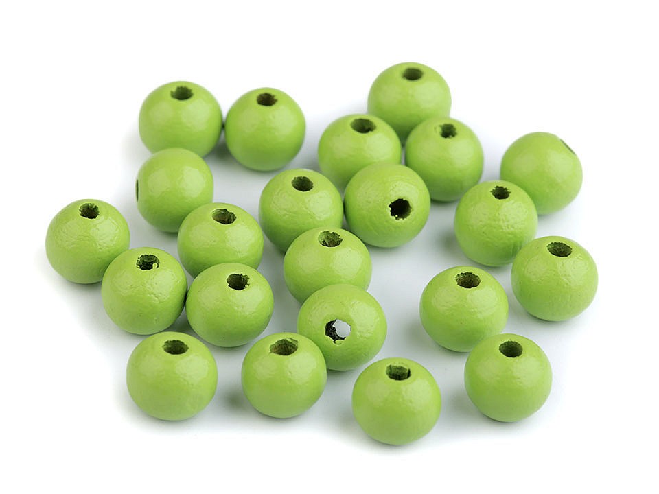Mărgele din lemn, Ø10 mm (pachet 20 g) - verde deschis Mărgele din lemn, Ø10 mm (pachet 20 g) - verde deschis