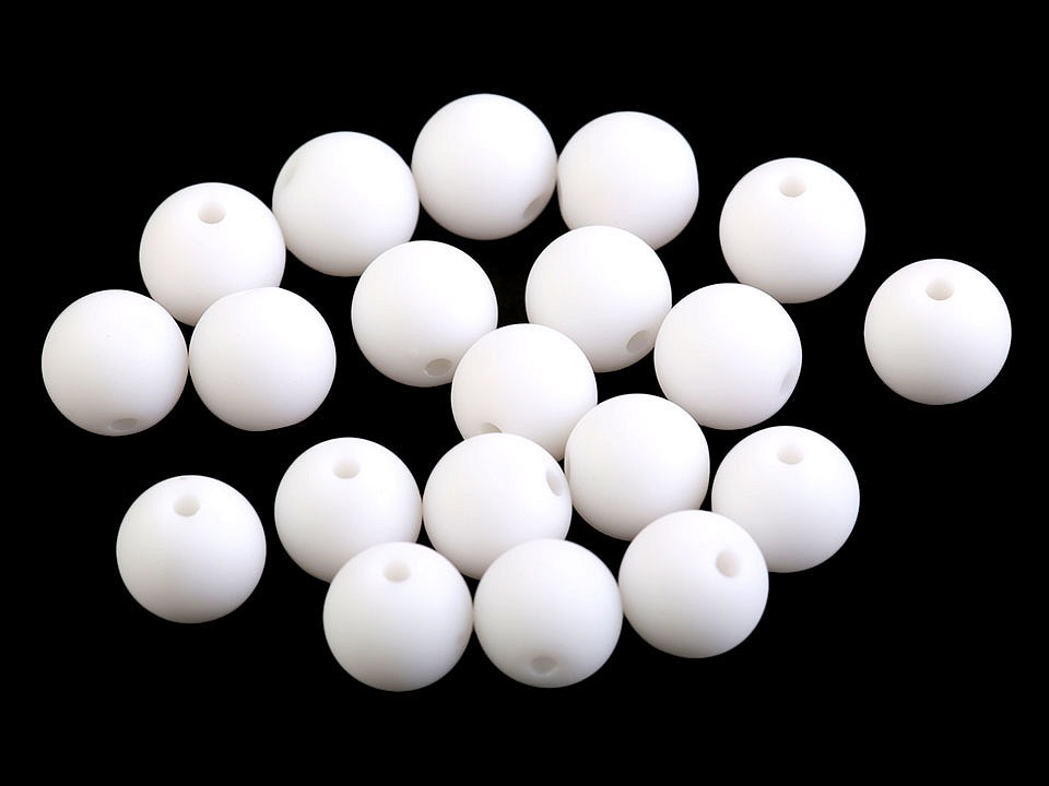 Mărgele din plastic mate, Ø10 mm (pachet 20 buc.) - alb Mărgele din plastic mate, Ø10 mm (pachet 20 buc.) - alb