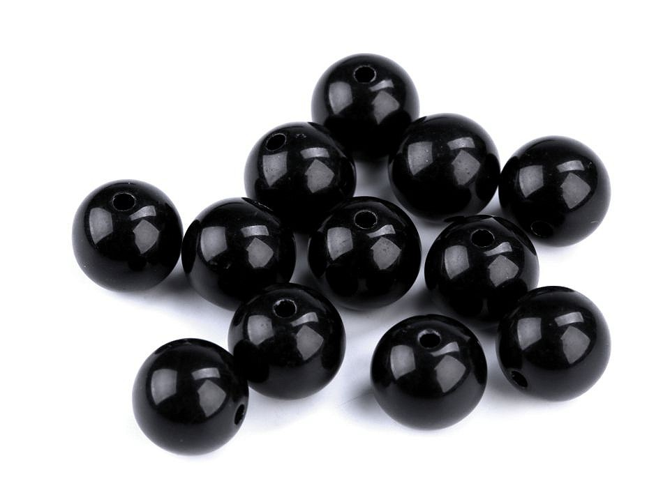 Mărgele din plastic, Ø12 mm (pachet 25 buc.) - negru Mărgele din plastic, Ø12 mm (pachet 25 buc.) - negru