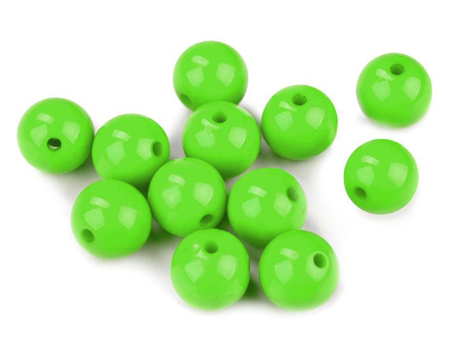 Mărgele din plastic, Ø12 mm (pachet 25 buc.) - verde deschis Mărgele din plastic, Ø12 mm (pachet 25 buc.) - verde deschis