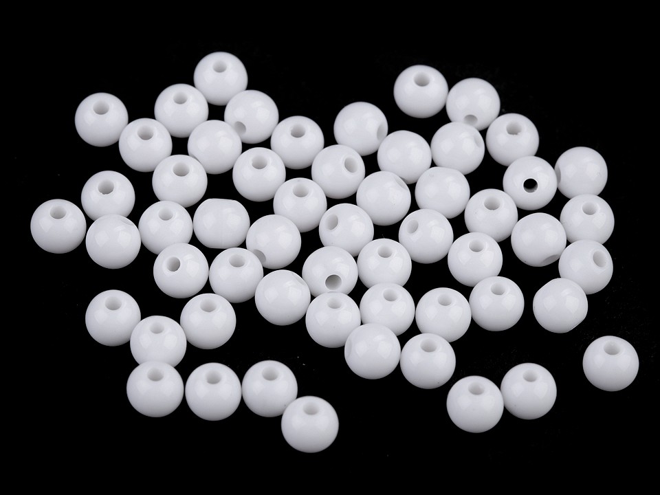 Mărgele din plastic, Ø6 mm (pachet 100 buc.) - alb Mărgele din plastic, Ø6 mm (pachet 100 buc.) - alb