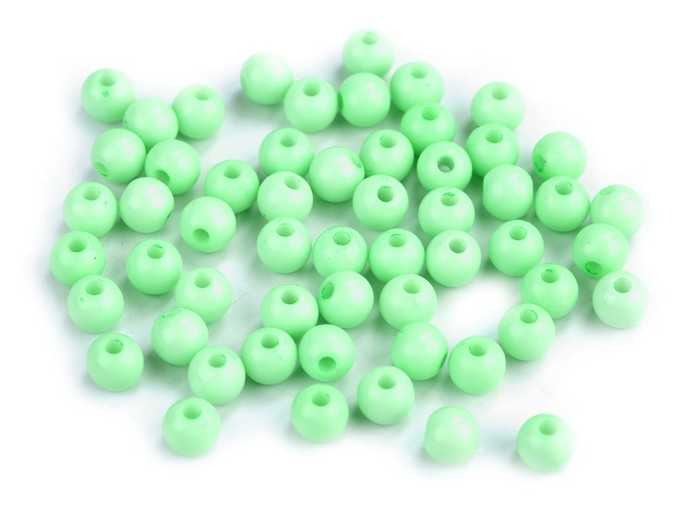 Mărgele din plastic, Ø6 mm (pachet 100 buc.) - verde pastel deschis Mărgele din plastic, Ø6 mm (pachet 100 buc.) - verde pastel deschis