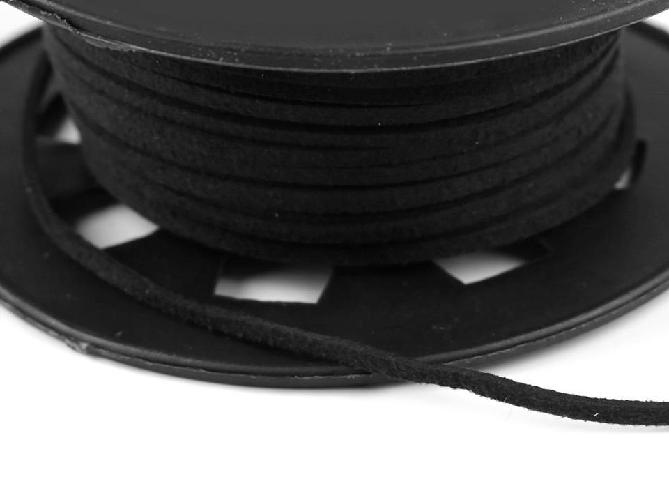Snur imitatie piele / faux suede, 3mm (rola 30 m) - negru
