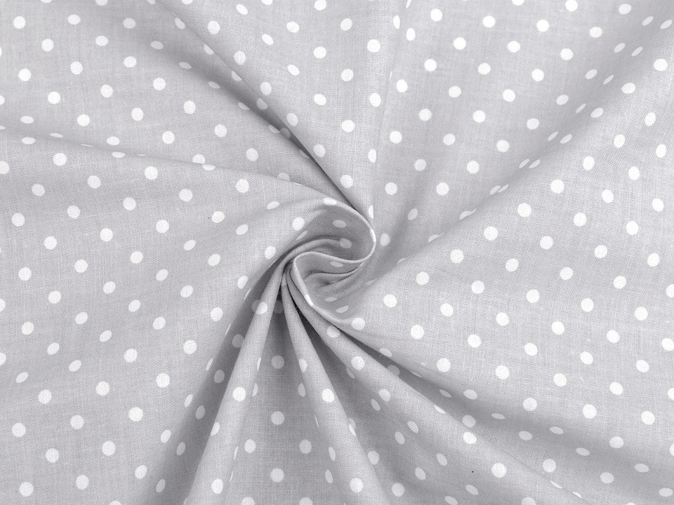 Material bumbac, imprimeu cu buline - gri deschis Material bumbac, imprimeu cu buline - gri deschis