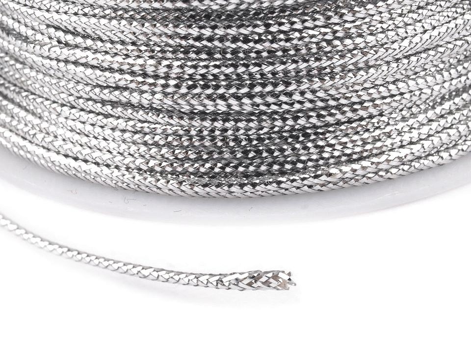 Şnur rotund lurex, Ø1 mm (rola 30 m) - argintiu