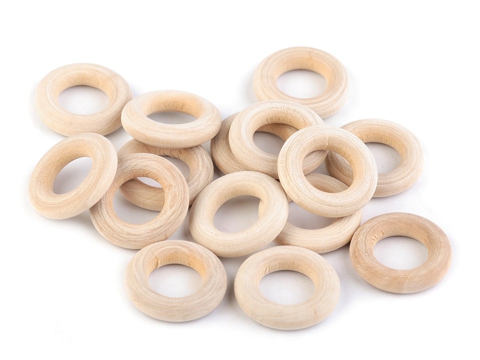 Inele din lemn, Ø12 mm (pachet 10 Buc.) - natur deschis Inele din lemn, Ø12 mm (pachet 10 Buc.) - natur deschis