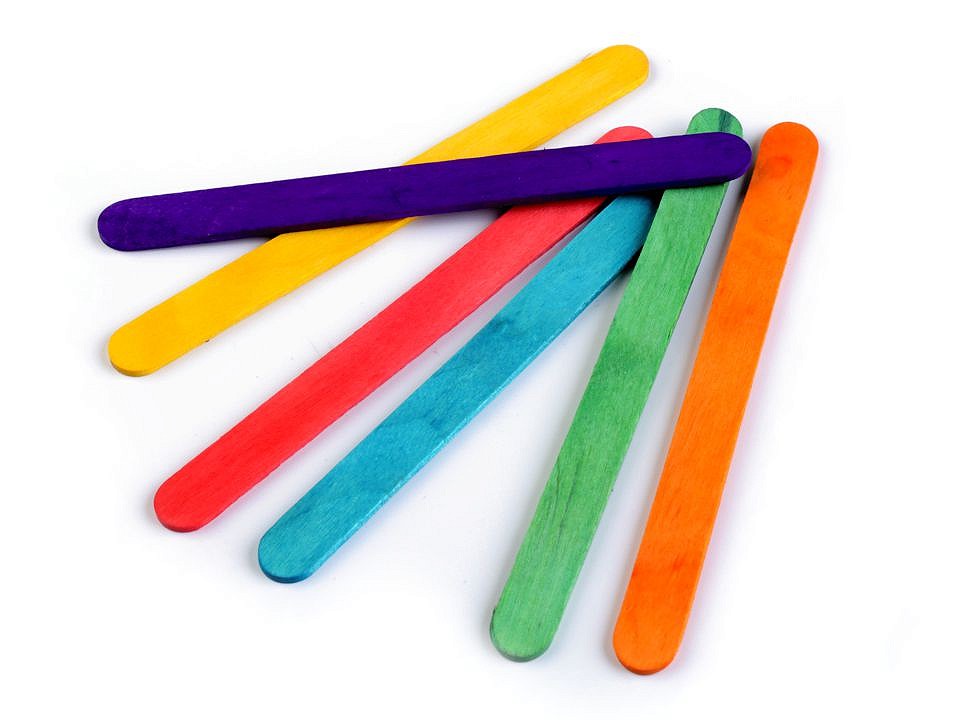 Bețișoare din lemn colorate (pachet 50 buc.) - 1 x 11.4 cm Bețișoare din lemn colorate (pachet 50 buc.) - 1 x 11.4 cm