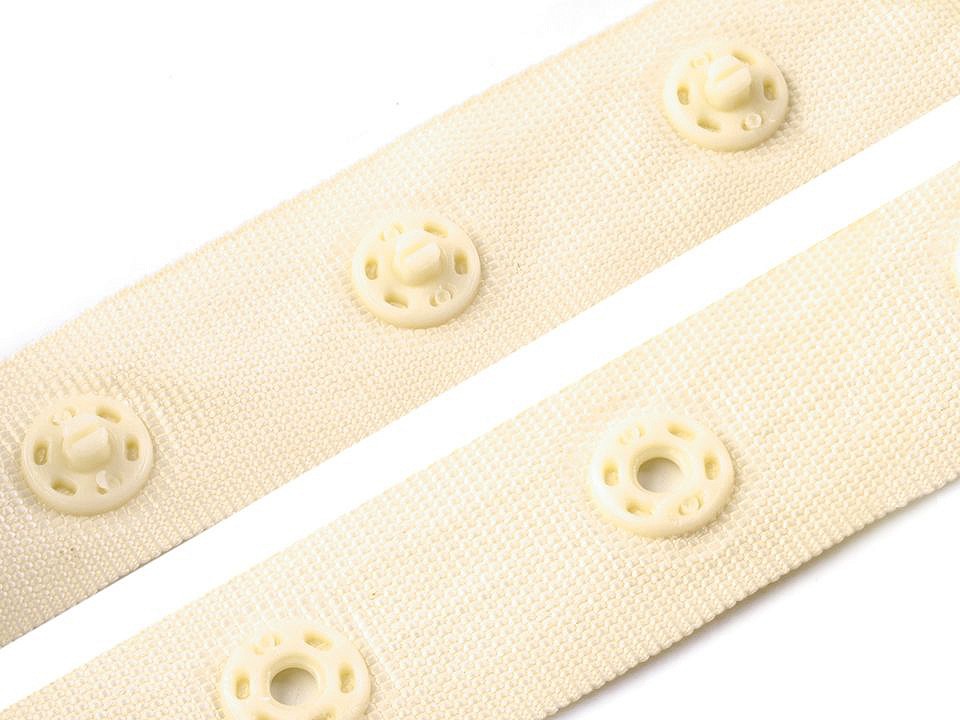 Banda cu capse la metru, 18 mm - Crem foarte deschis Banda cu capse la metru, 18 mm - Crem foarte deschis