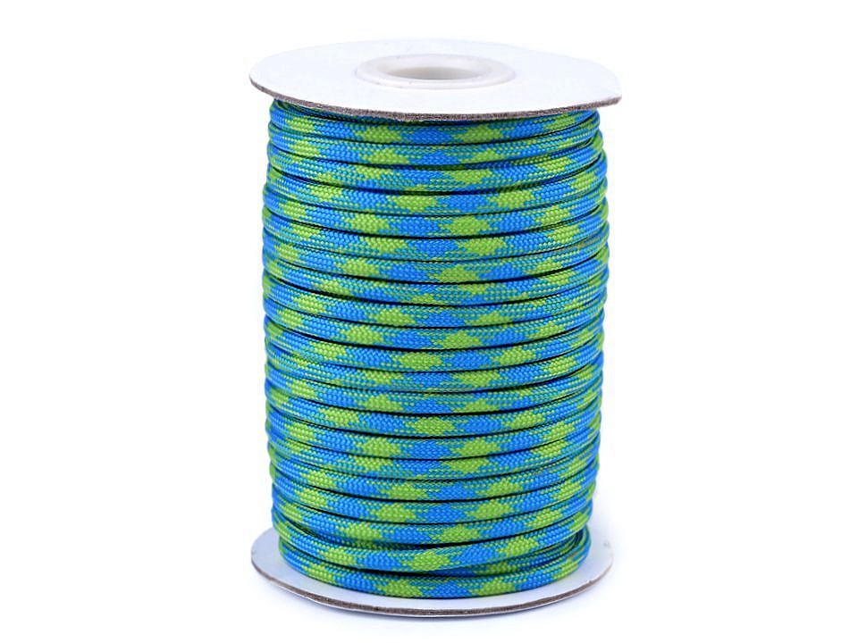 Cordelină paracord, Ø4 mm (rola 5 m) - albastru - verde