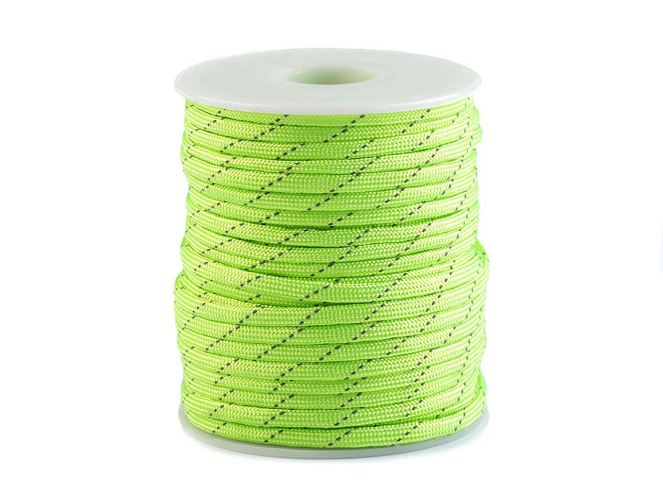 Cordelină paracord cu fir reflectorizant, Ø4 mm (rola 5 m) - verde neon Cordelină paracord cu fir reflectorizant, Ø4 mm (rola 5 m) - verde neon