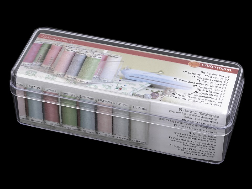 Cutie pentru 27 papiote de ață - transparent Cutie pentru 27 papiote de ață - transparent