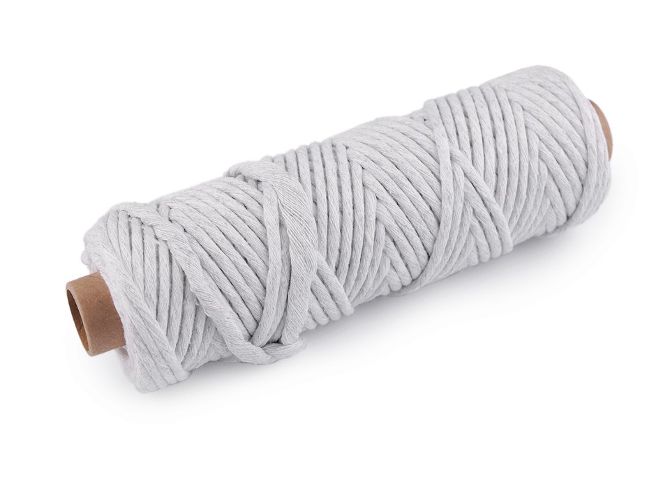 Șnur de bumbac macrame Ø5 mm (rola 50 m) - gri foarte deschis Șnur de bumbac macrame Ø5 mm (rola 50 m) - gri foarte deschis