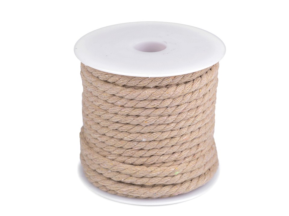 Șnur din bumbac răsucit, Ø5 mm (rola 15 m) - ecru Șnur din bumbac răsucit, Ø5 mm (rola 15 m) - ecru