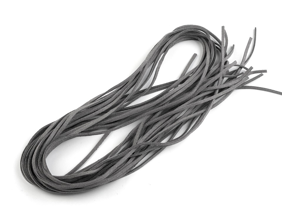 Șnur imitație piele întoarsă, 3 mm (pachet 10 buc. x 1 m) - gri Șnur imitație piele întoarsă, 3 mm (pachet 10 buc. x 1 m) - gri
