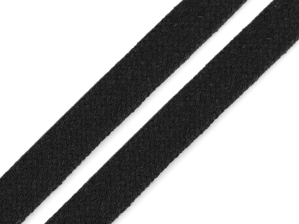 Șnur plat, lățime 11-15 mm (card 10 m) - negru Șnur plat, lățime 11-15 mm (card 10 m) - negru