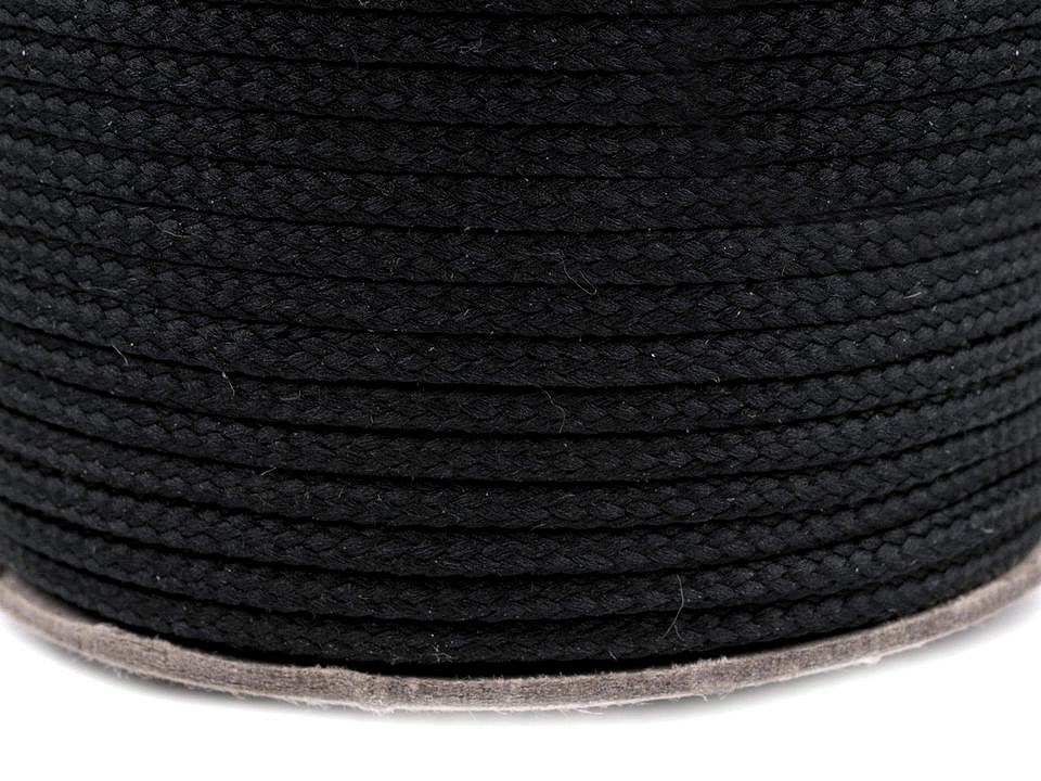Șnur poliester PES, Ø4 mm (rola 100 m) - negru Șnur poliester PES, Ø4 mm (rola 100 m) - negru