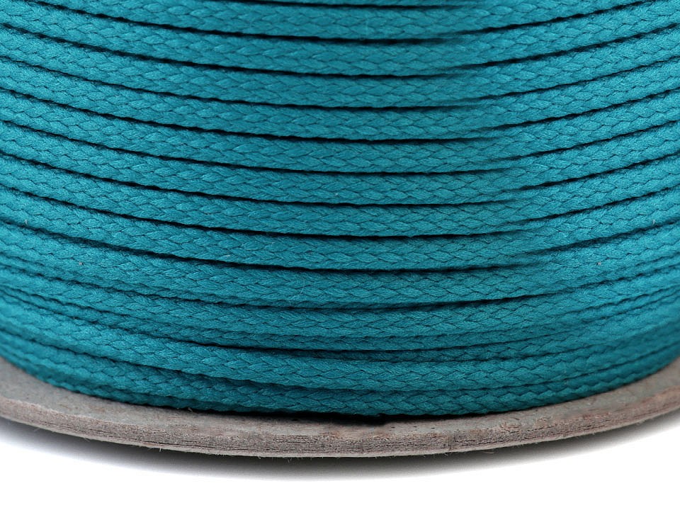 Șnur poliester PES, Ø4 mm (rola 100 m) - turcoaz Șnur poliester PES, Ø4 mm (rola 100 m) - turcoaz
