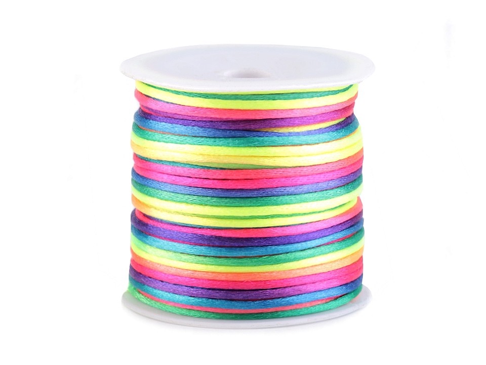 Șnur satinat, Ø2 mm (rola 30 m) - multicolor Șnur satinat, Ø2 mm (rola 30 m) - multicolor