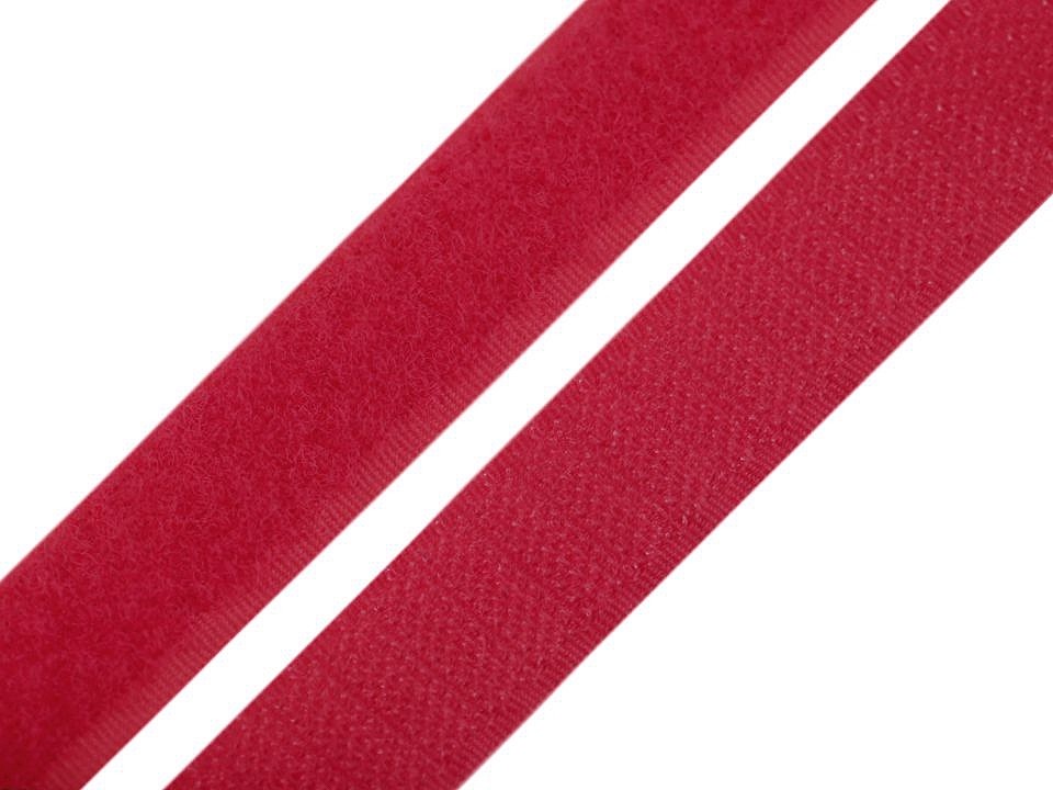 Bandă arici, complet (puf + scai), 20 mm (rola 25 m) - roșu căpșună Bandă arici, complet (puf + scai), 20 mm (rola 25 m) - roșu căpșună