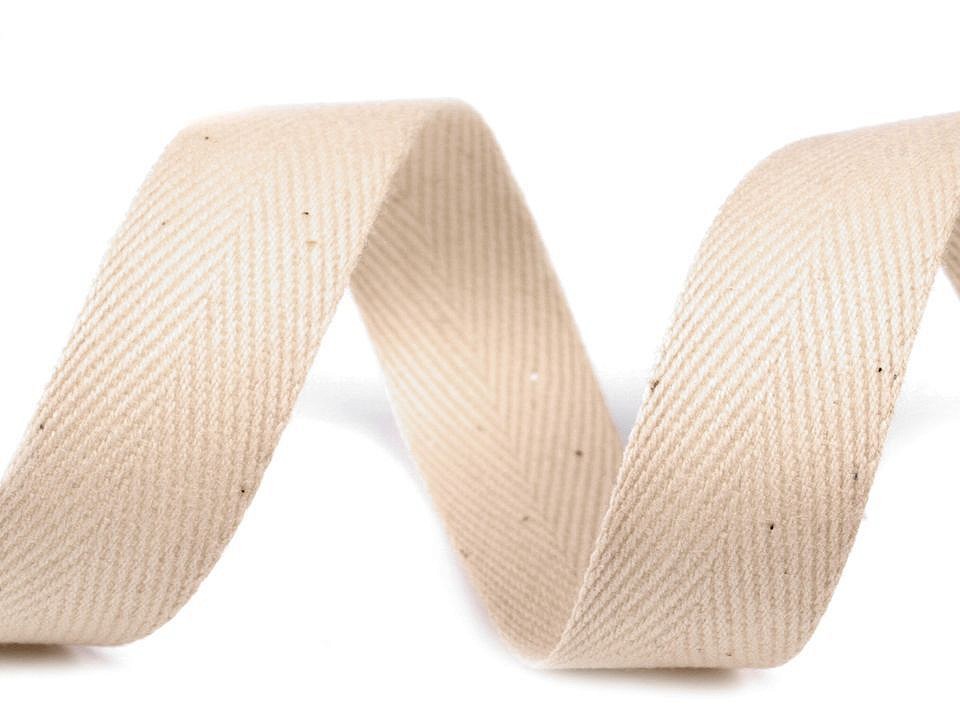 Bandă din bumbac Herringbone, lățime 20 mm (rola 50 m) - bej deschis Bandă din bumbac Herringbone, lățime 20 mm (rola 50 m) - bej deschis