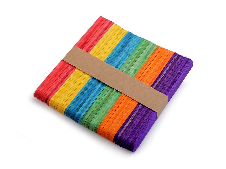 Bețișoare din lemn colorate (pachet 50 buc.) - 1 x 11.4 cm Bețișoare din lemn colorate (pachet 50 buc.) - 1 x 11.4 cm