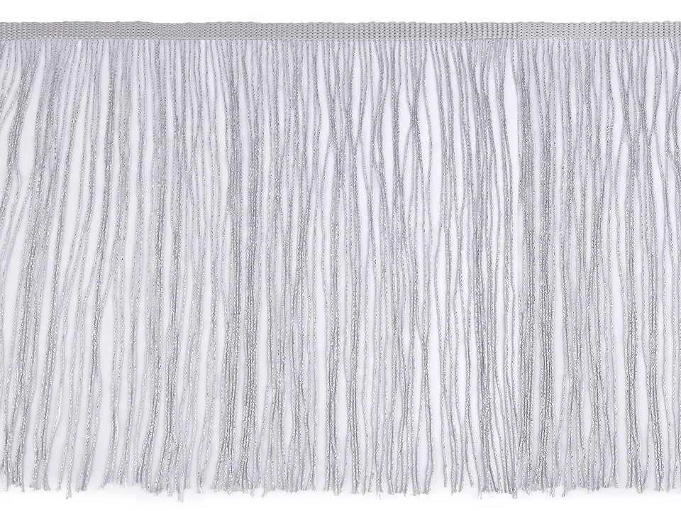 Franjuri cu fir lame, lățime 25 cm x 1 m - argintiu Franjuri cu fir lame, lățime 25 cm x 1 m - argintiu