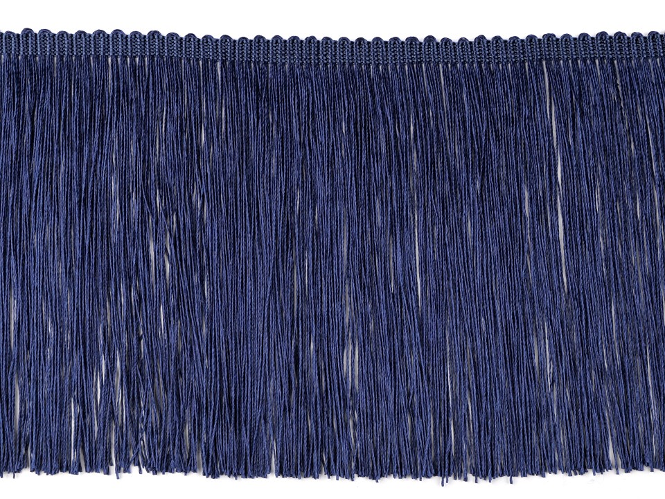 Franjuri lucioase, 15.5 cm x 1 m - albastru închis Franjuri lucioase, 15.5 cm x 1 m - albastru închis
