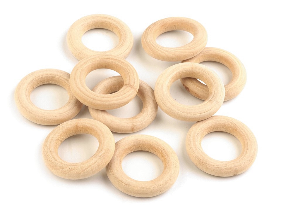 Inele din lemn, Ø18 mm (pachet 10 Buc.) - natur deschis Inele din lemn, Ø18 mm (pachet 10 Buc.) - natur deschis