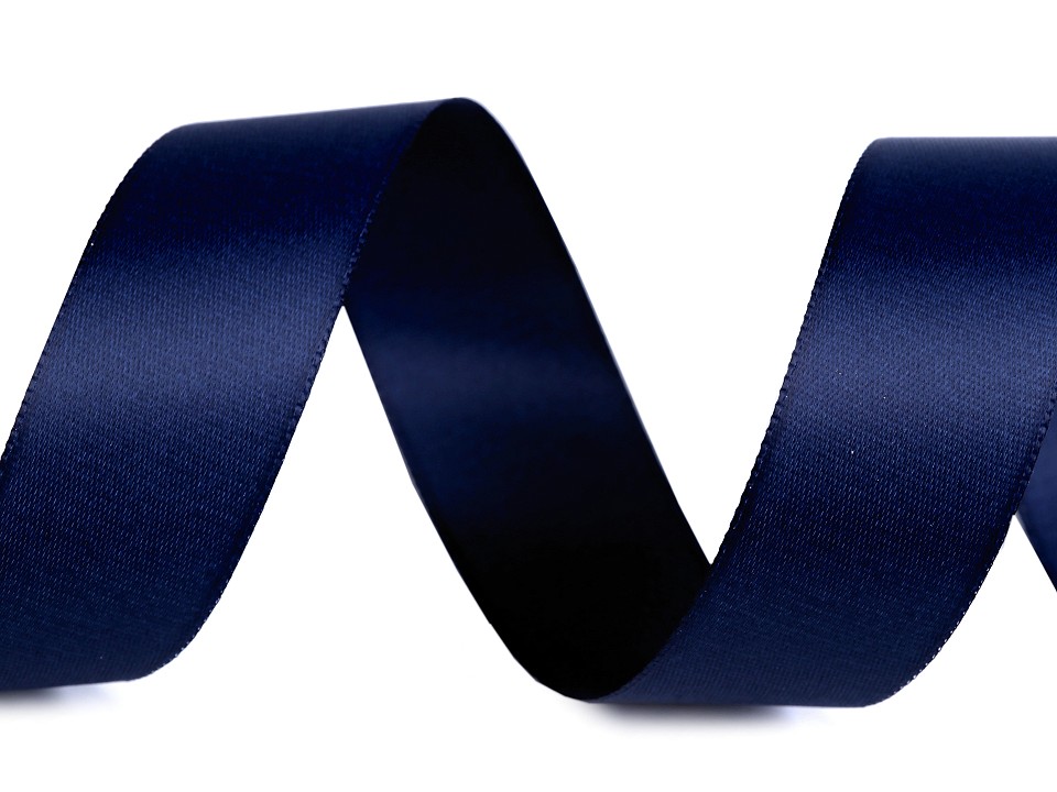 Panglică dublu satinată mată, lățime 24 mm (rola 20 m) - albastru închis Panglică dublu satinată mată, lățime 24 mm (rola 20 m) - albastru închis