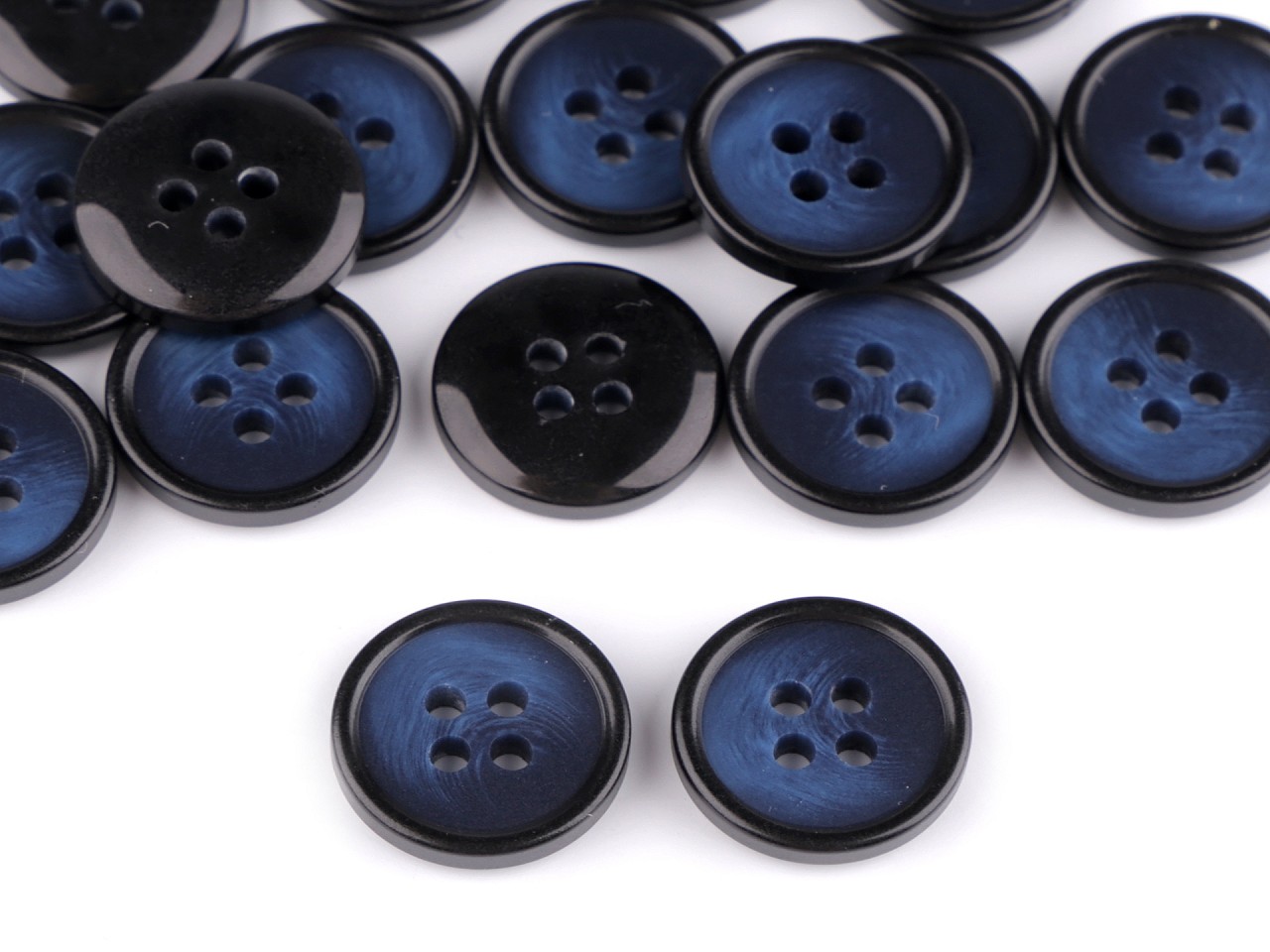 Nasturi plastic, 4 găuri, mărimea Ø15 mm, albastru închis, 20 buc.