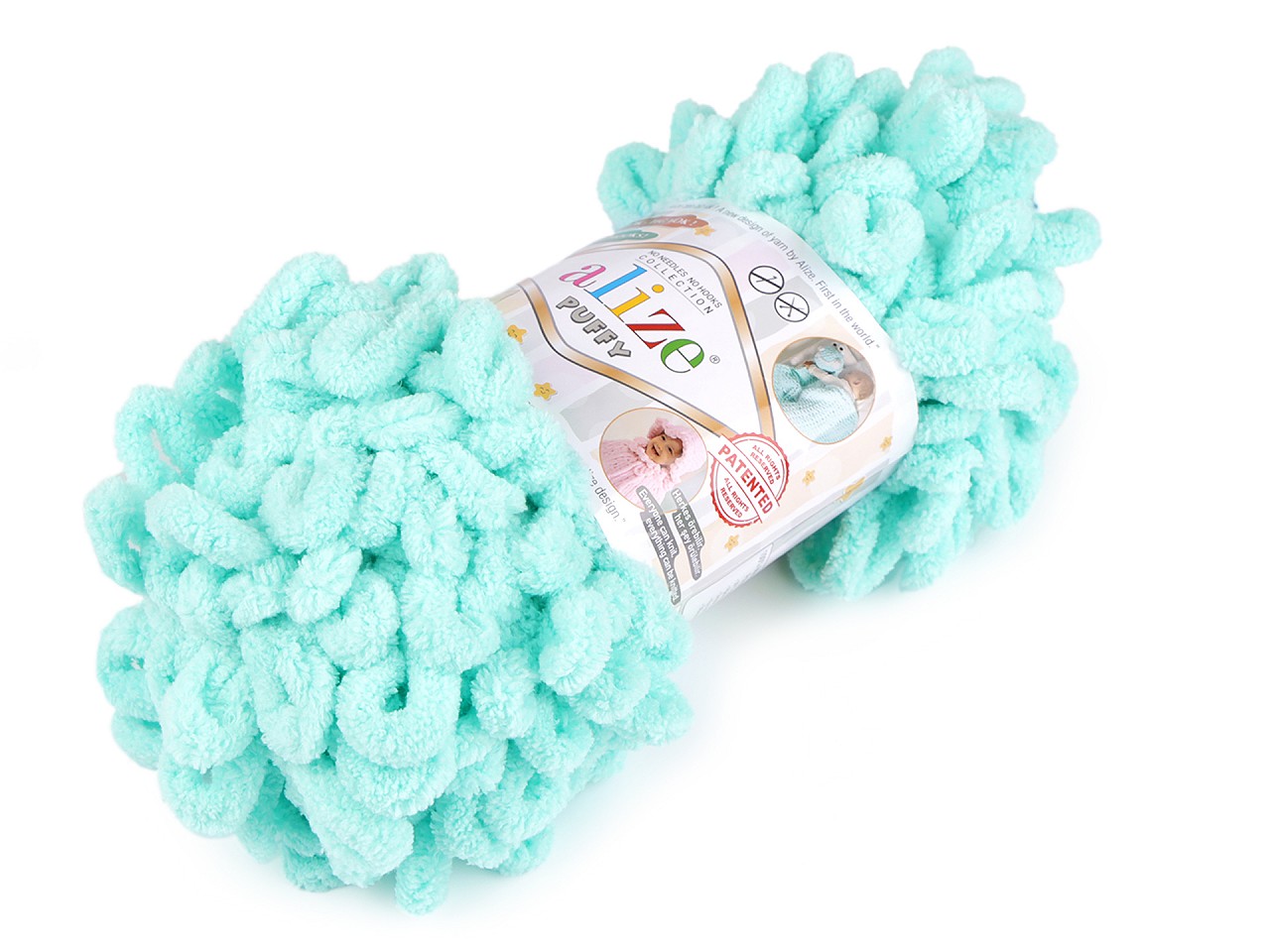 Fir de tricotat Alize Puffy, 100 g, verde mentă Fir de tricotat Alize Puffy, 100 g, verde mentă