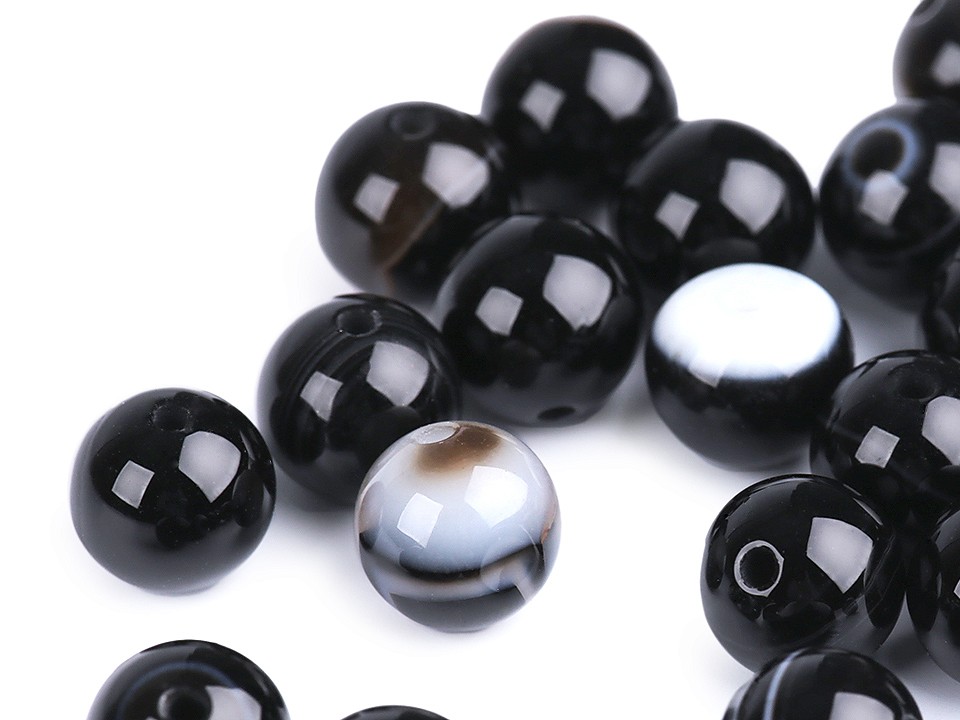 Mărgele din Agat negru sintetic, Ø8 mm (pachet 10 Buc.) Mărgele din Agat negru sintetic, Ø8 mm (pachet 10 Buc.)