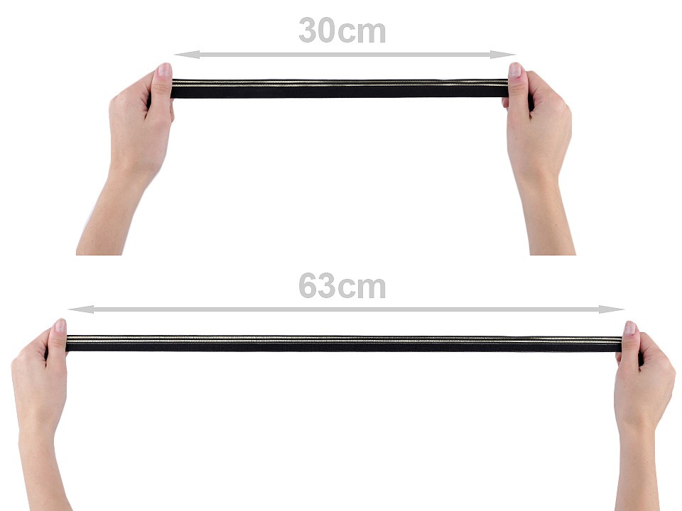 Elastic bias la metru, lățime 20 mm - negru/auriu Elastic bias la metru, lățime 20 mm - negru/auriu