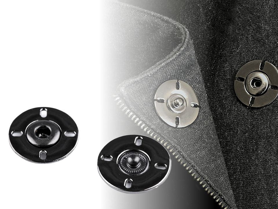 Capse de cusut metalice, Ø21 mm, nichel negru, 2 perechi