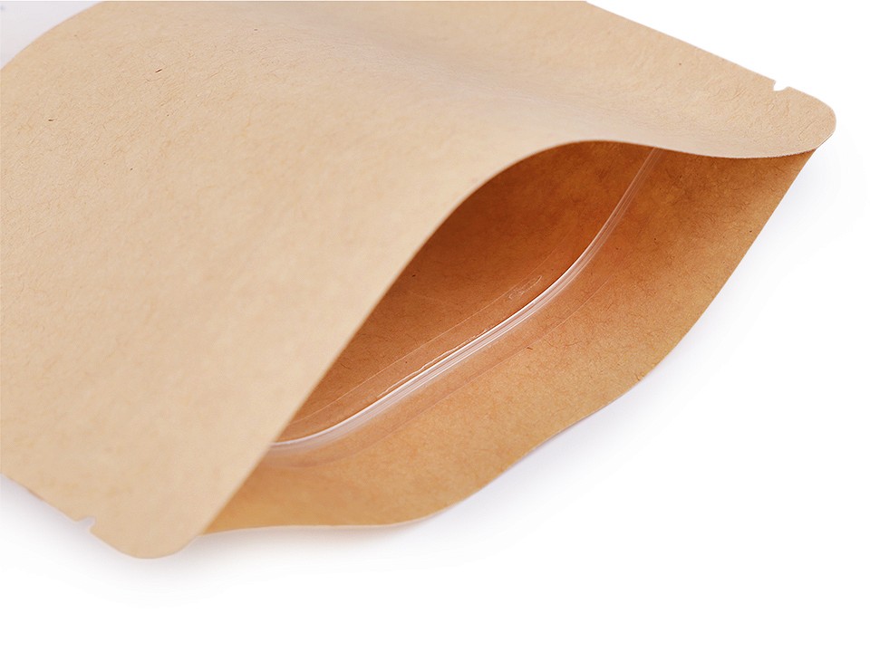 Pungi cu fermoar ziplock resigilabile (pachet 10 Buc.) - (12 x 18 cm) natural mediu