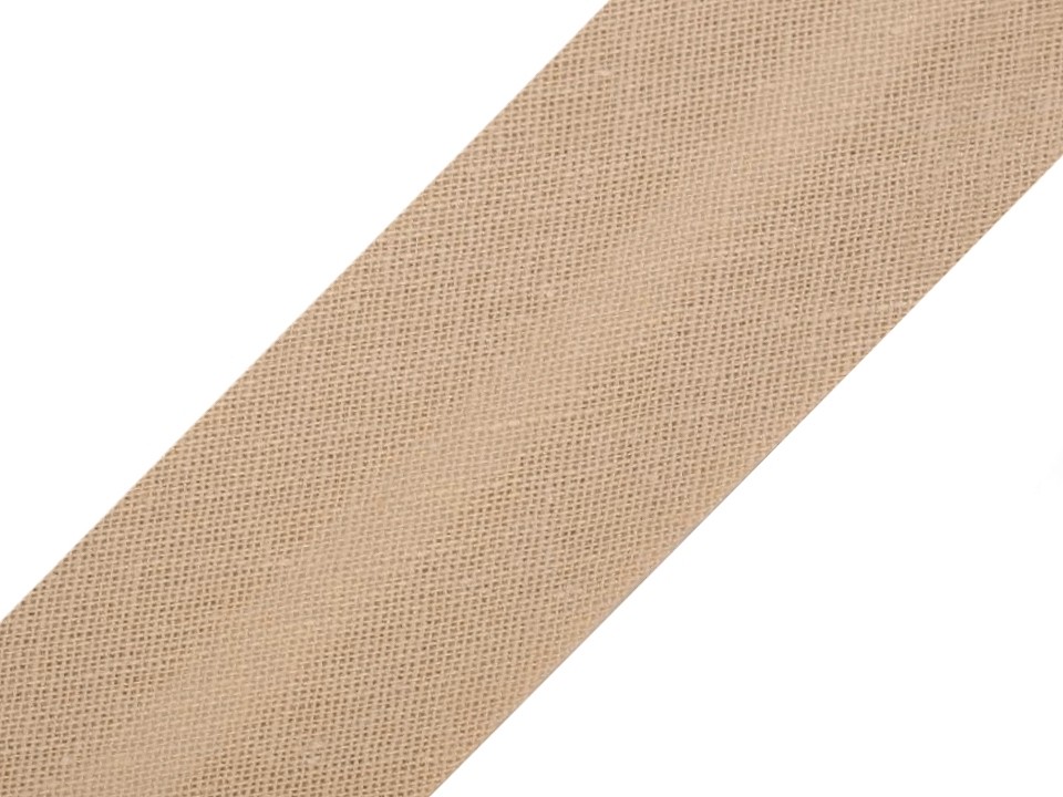 Bandă bias din bumbac, lățime 20 mm (card 25 m) - bej nisip Bandă bias din bumbac, lățime 20 mm (card 25 m) - bej nisip